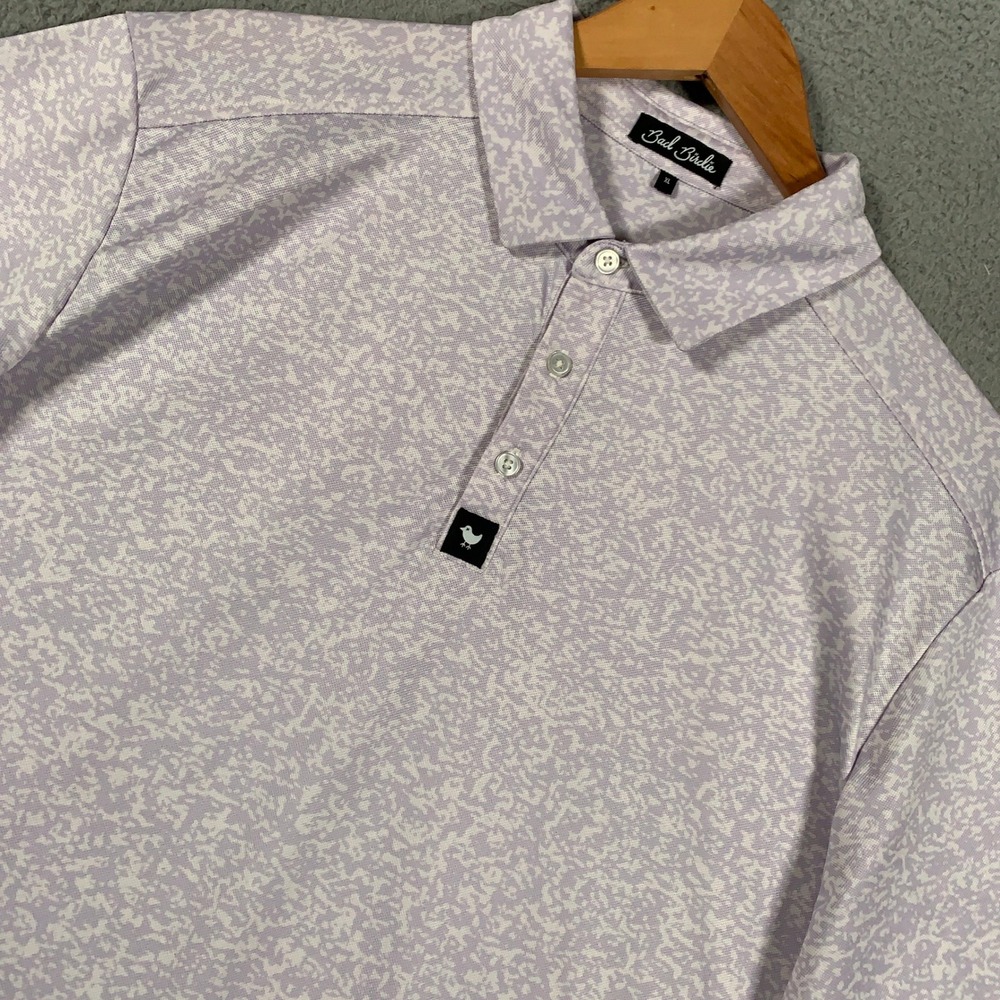 Bad Birdie Abyss Abstract Golf Polo Shirt Men XL Purple Short Sleeve Performance